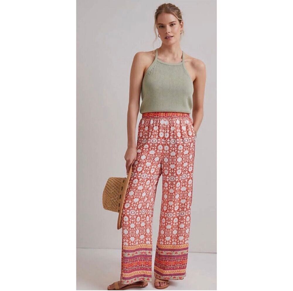 Anthropologie Vale Wide-Leg Elastic Waist Trouser Pants